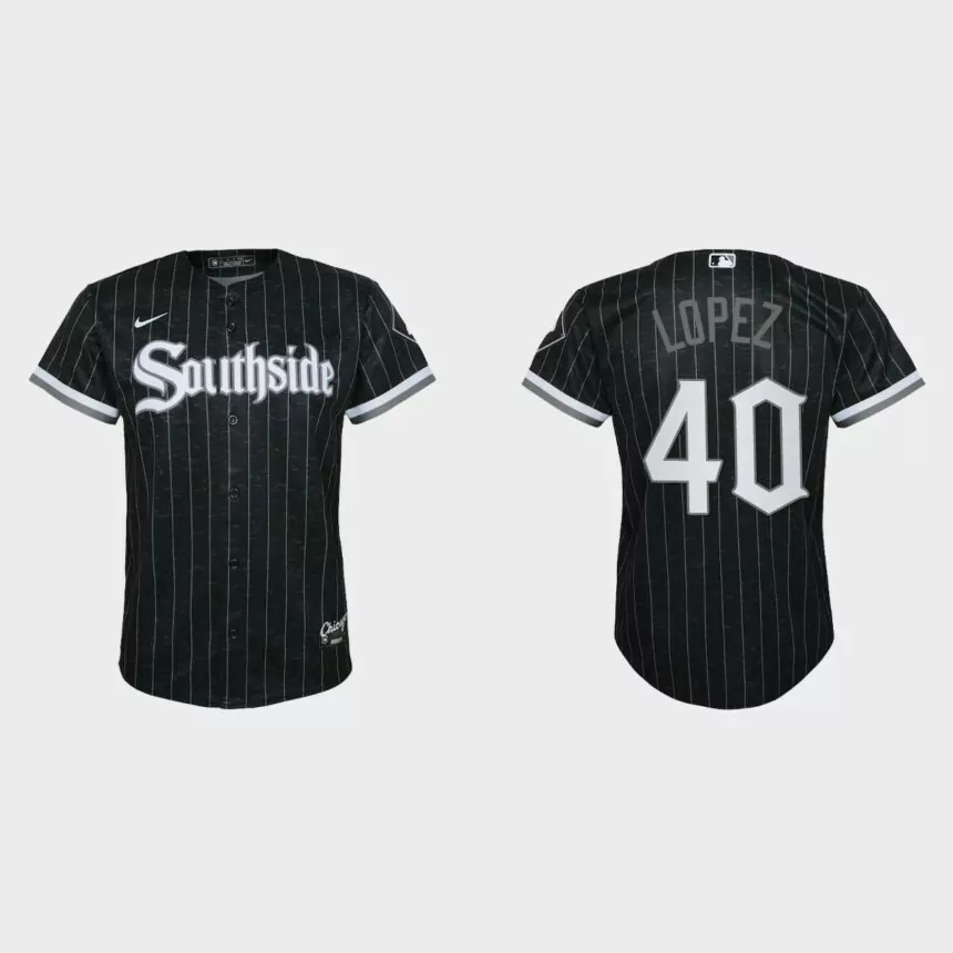 Youth Chicago White Sox #40 Reynaldo Lopez Black 2021 City Connect Replica Jersey