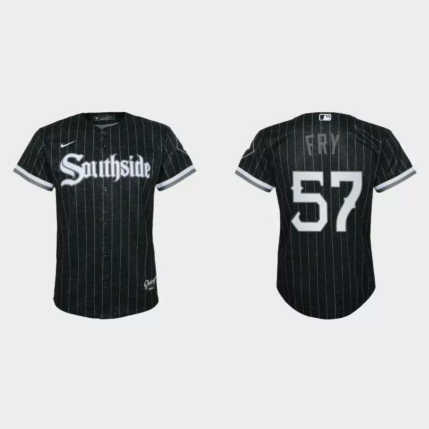 Youth Chicago White Sox #57 Jace Fry Black 2021 City Connect Replica Jersey