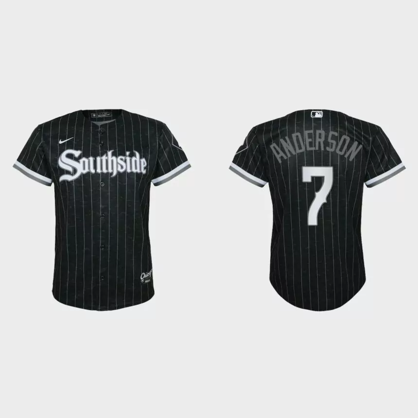 Youth Chicago White Sox #7 Tim Anderson Black 2021 City Connect Replica Jersey