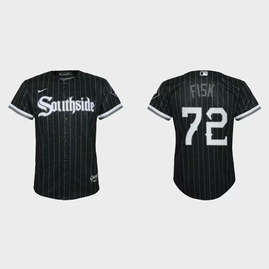 Youth Chicago White Sox #72 Carlton Fisk Black 2021 City Connect Replica Jersey