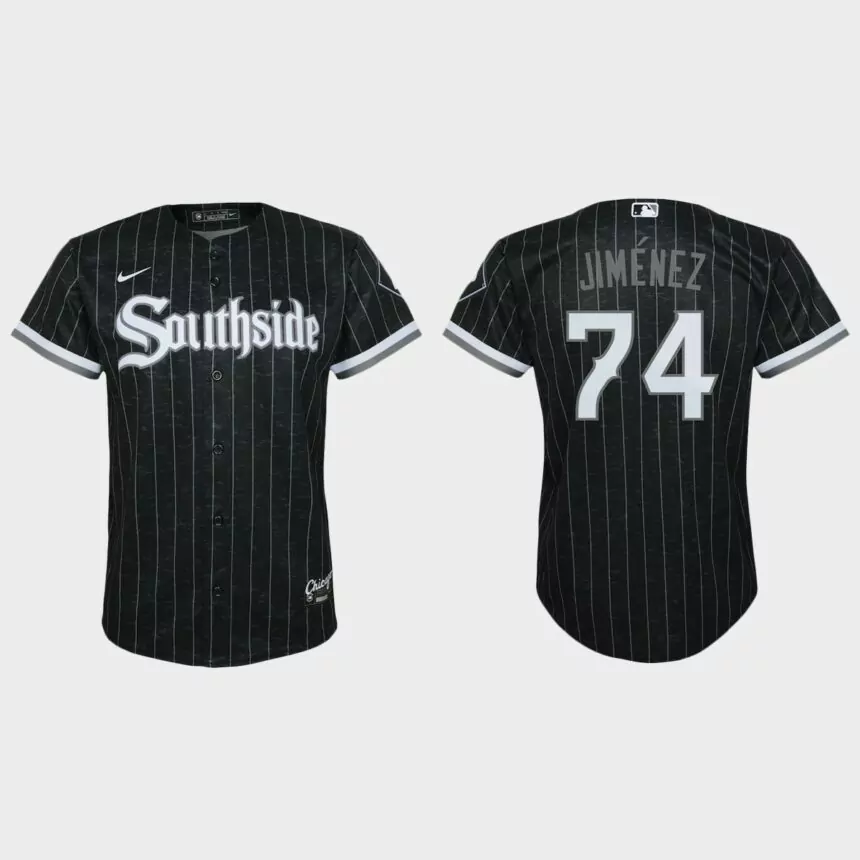 Youth Chicago White Sox #74 Eloy Jimenez Black 2021 City Connect Replica Jersey