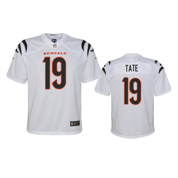 Youth Cincinnati Bengals #19 Auden Tate Nike White Away Limited Jersey