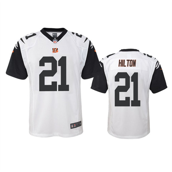 Youth Cincinnati Bengals #21 Mike Hilton White Color Rush Game Jersey