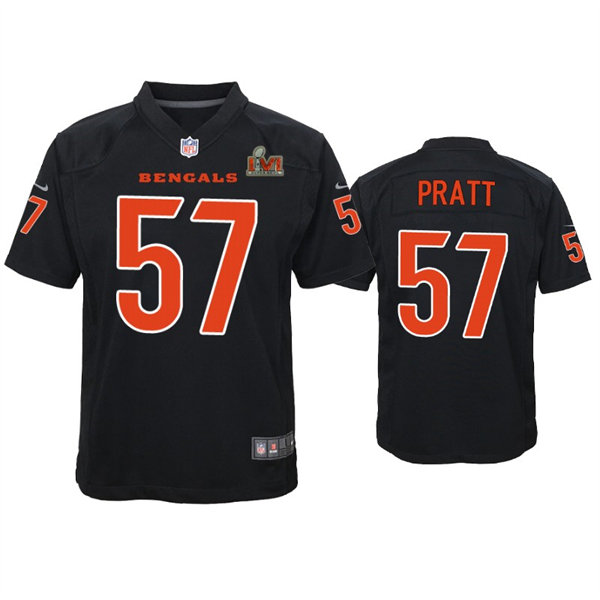 Youth Cincinnati Bengals #57 Germaine Pratt Nike Black Super Bowl LVI Bound Game Fashion Jersey