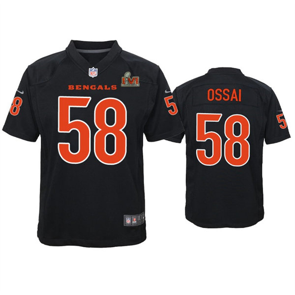 Youth Cincinnati Bengals #58 Joseph Ossai Super Bowl LVI Black Game Fashion Jersey