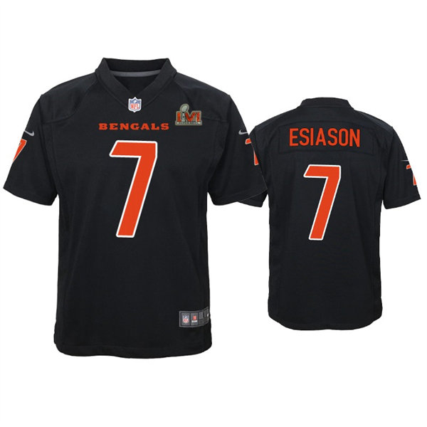 Youth Cincinnati Bengals #7 Boomer Esiason Nike Black Super Bowl LVI Bound Game Fashion Jersey