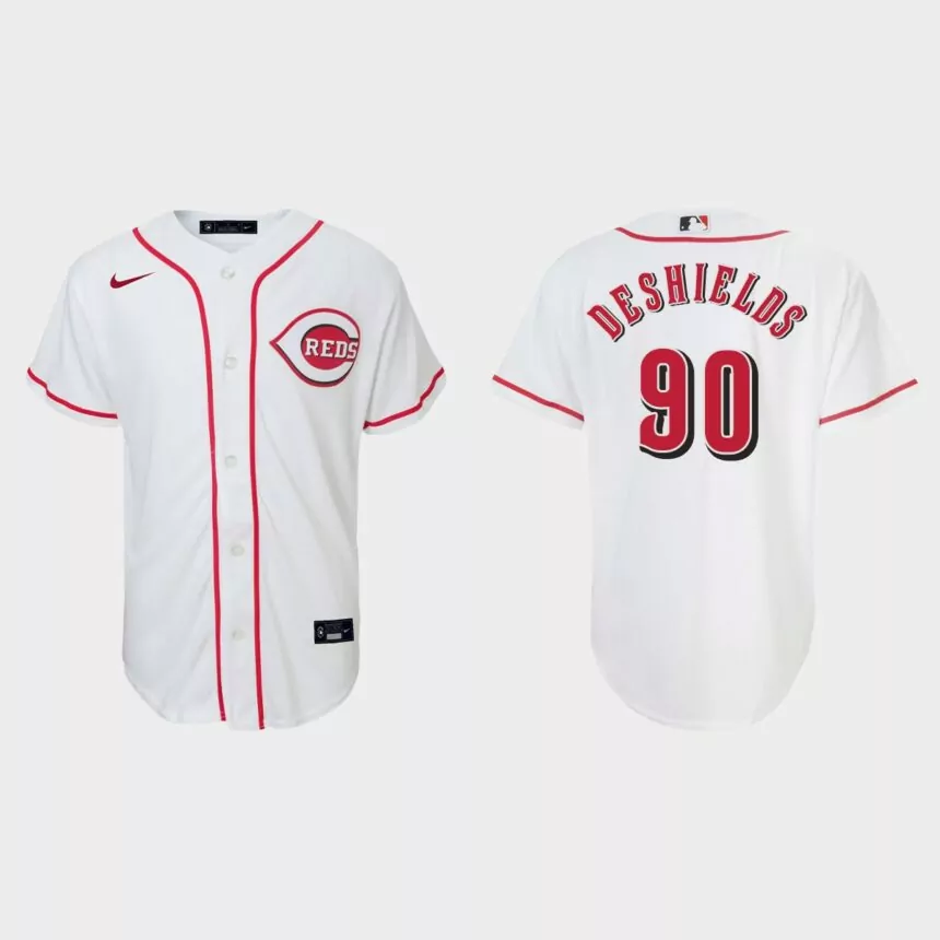 Youth Cincinnati Reds #90 Delino DeShields White Replica Home Jersey