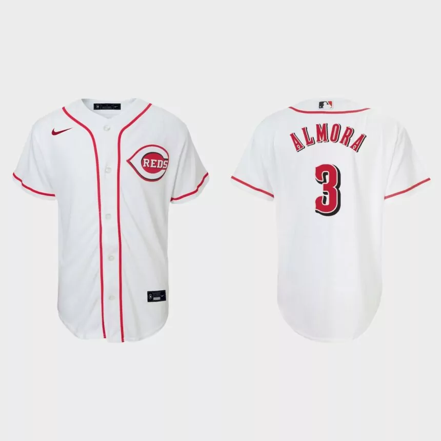 Youth Cincinnati Reds Albert Almora Jr White Replica Home Jersey
