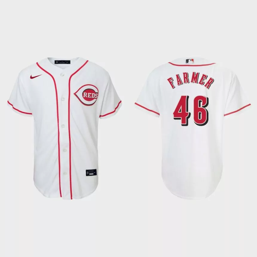 Youth Cincinnati Reds Buck Farmer White Replica Home Jersey