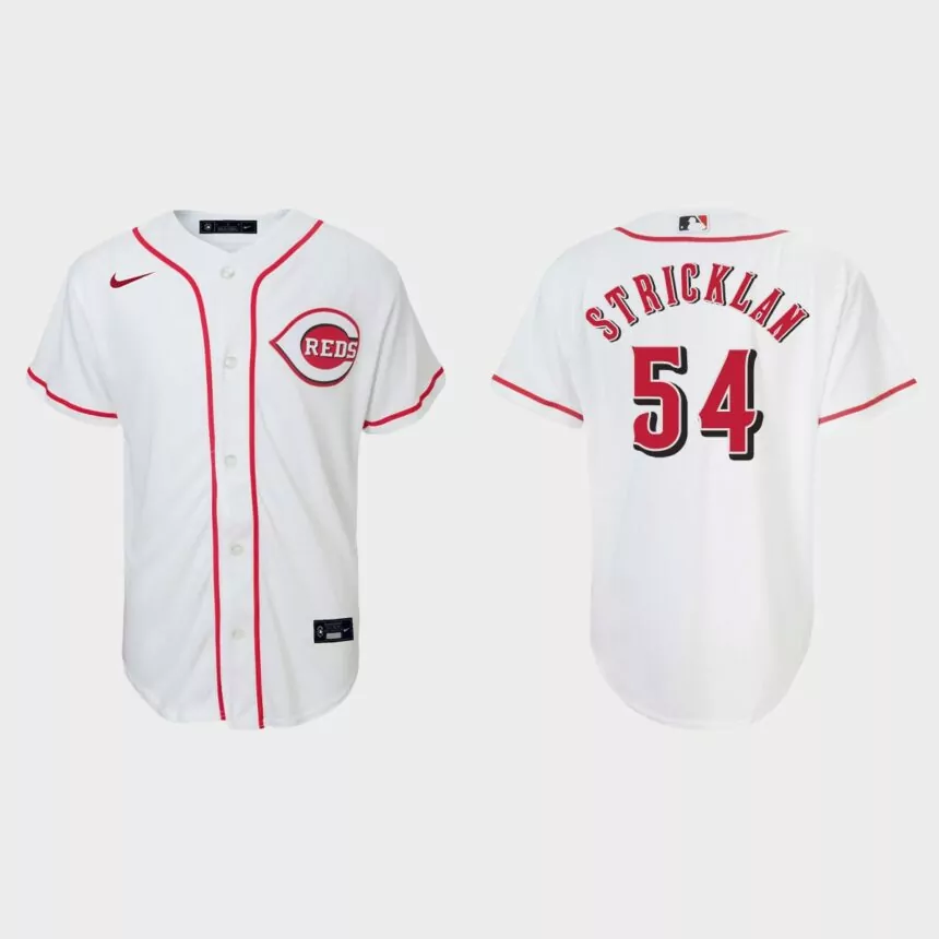 Youth Cincinnati Reds Hunter Strickland White Replica Home Jersey