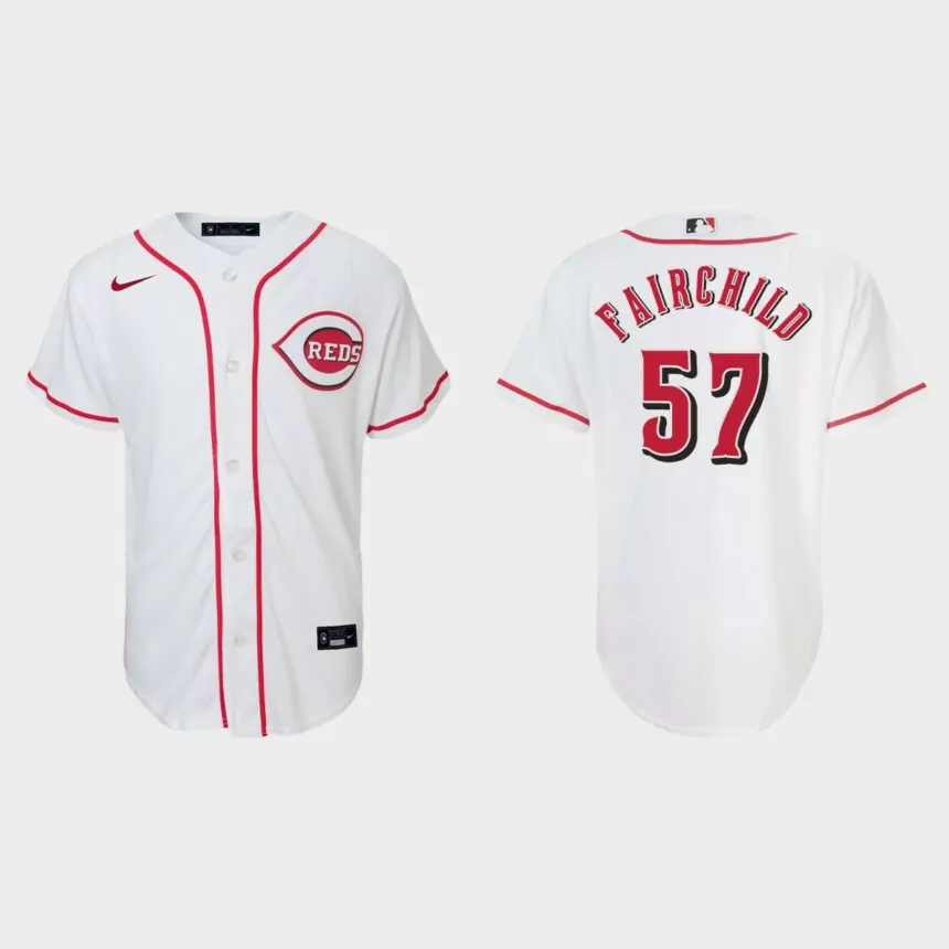 Youth Cincinnati Reds Stuart Fairchild White Replica Home Jersey