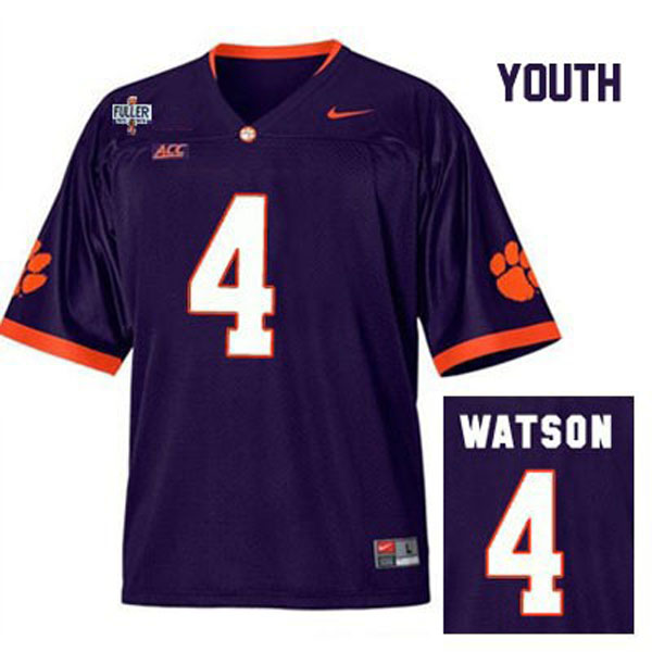 Youth Clemson Tigers #4 Deshaun Watson Purple Football Jersey