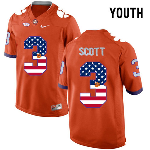 Youth Clemson Tigers Orange Artavis Scott NCAA Football Fashion Jersey