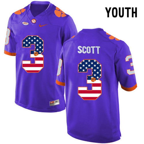 Youth Clemson Tigers Purple Artavis Scott NCAA Football Fashion Jersey
