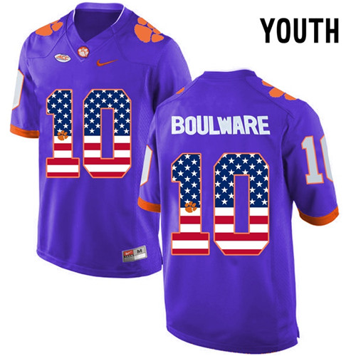 Youth Clemson Tigers Purple Ben Boulware NCAA Football Fashion Jersey