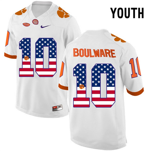 Youth Clemson Tigers White Ben Boulware NCAA Football Fashion Jersey