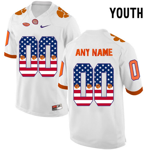 Youth Clemson Tigers White College Football Custom Limited Jersey