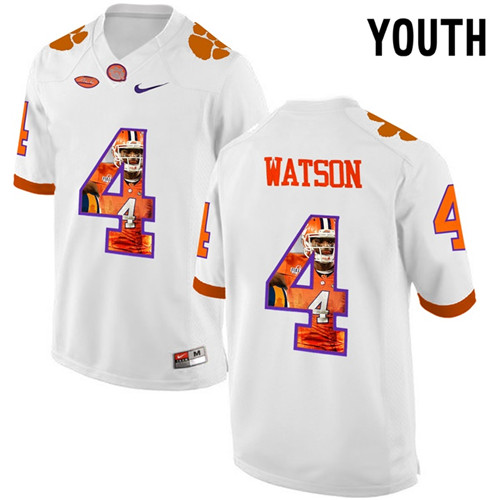 Youth Clemson Tigers White DeShaun Watson NCAA Football Fashion Jersey