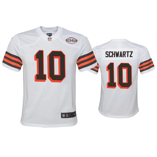 Youth Cleveland Browns #10 Anthony Schwartz Nike 2021 White Retro 1946 75th Anniversary Jersey