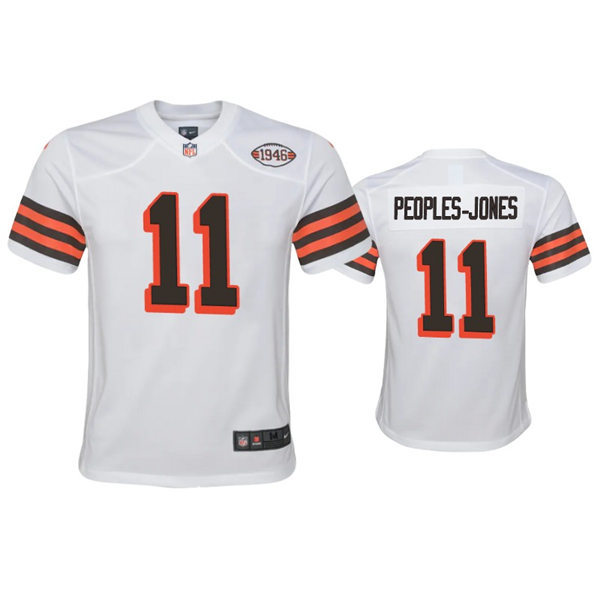 Youth Cleveland Browns #11 Donovan Peoples-Jones Nike 2021 White Retro 1946 75th Anniversary Jersey