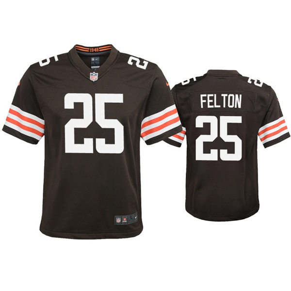 Youth Cleveland Browns #25 Demetric Felton Nike Brown Home Vapor Limited Jersey
