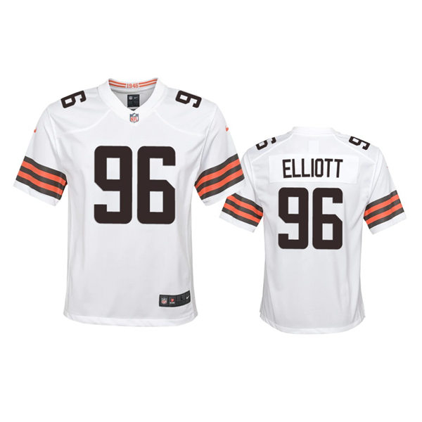 Youth Cleveland Browns #96 Jordan Elliott Nike White Away Limited Jersey