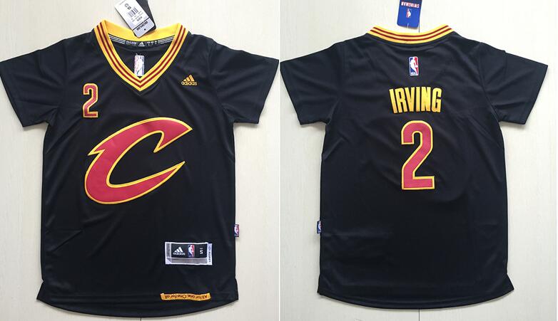 Youth Cleveland Cavaliers #2 Kyrie Irving New Black Short-Sleeved Stitched NBA Adidas Swingman Jersey