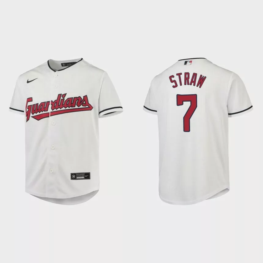 Youth Cleveland Guardians Myles Straw White Replica Jersey