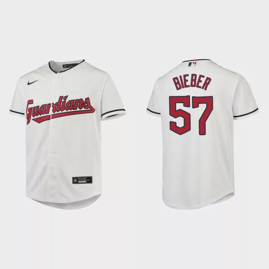 Youth Cleveland Guardians Shane Bieber White Replica Jersey