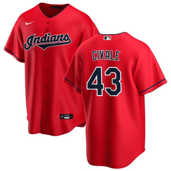 Youth Cleveland Indians #43 Aaron Civale Nike Red Alternate Cool Base Jersey