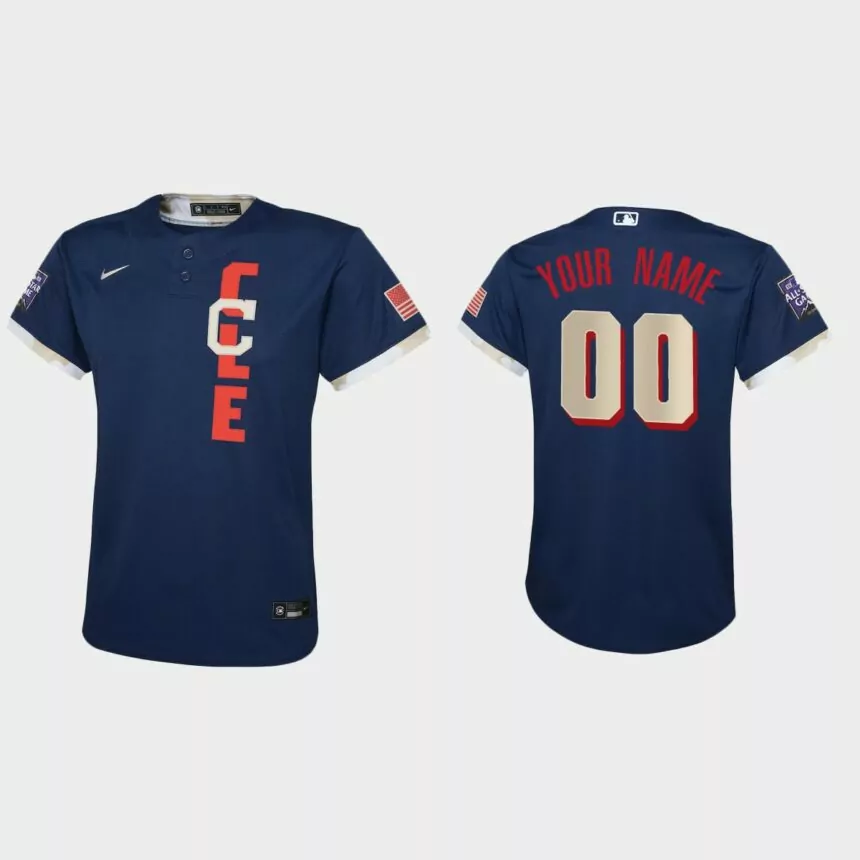 Youth Cleveland Indians Custom Navy 2021 MLB All-Star Game Jersey