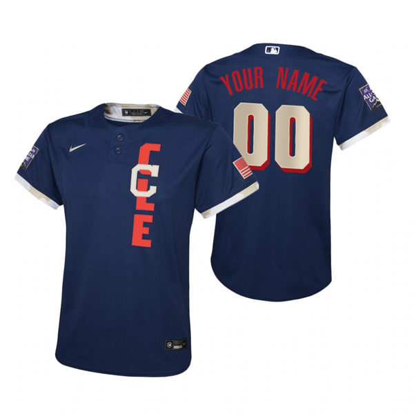 Youth Cleveland Indians Custom Nike Navy 2021 MLB All-Star Game Jersey1