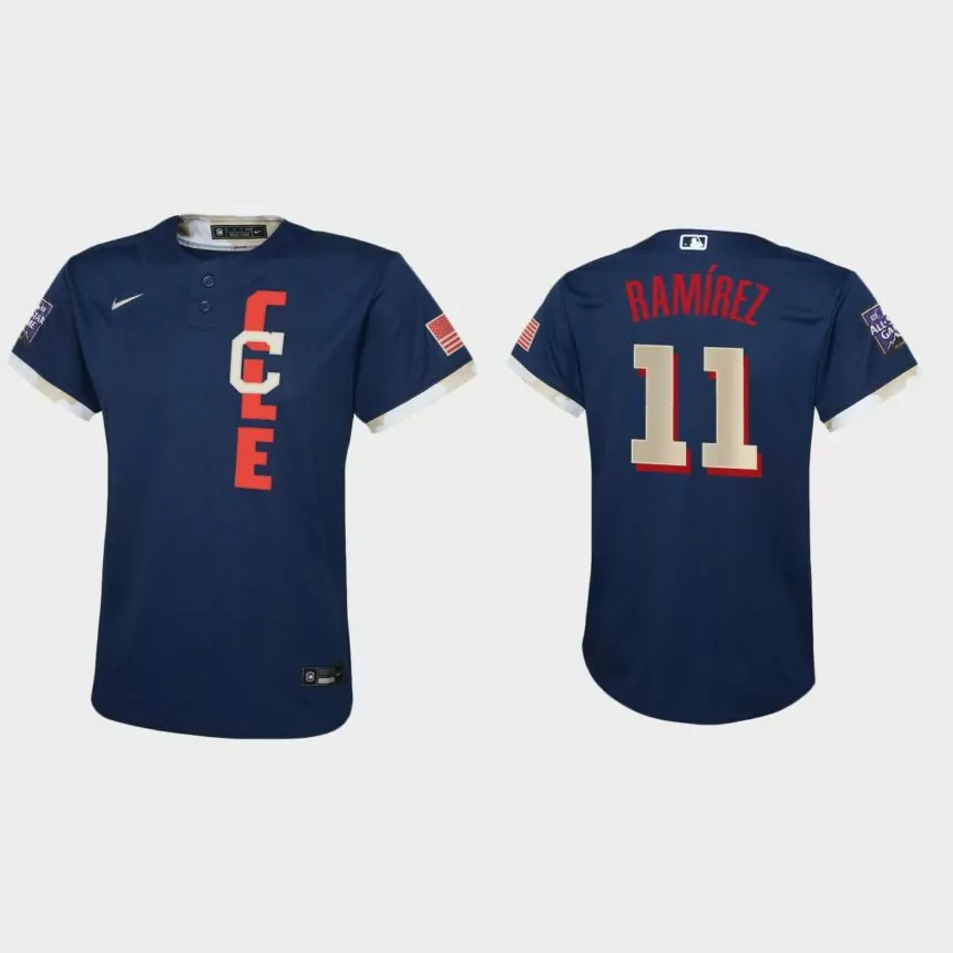 Youth Cleveland Indians Jose Ramirez Navy 2021 MLB All-Star Game Jersey