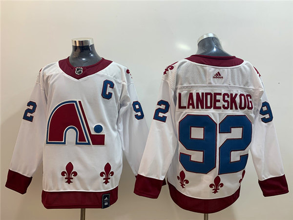 Youth Colorado Avalanche #92 Gabriel Landeskog Adidas White 2021 Season Reverse Retro Jersey Stitched