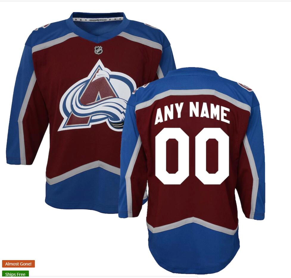 Youth Colorado Avalanche Custom Adidas Burgundy Home Stitched Jersey Stitched