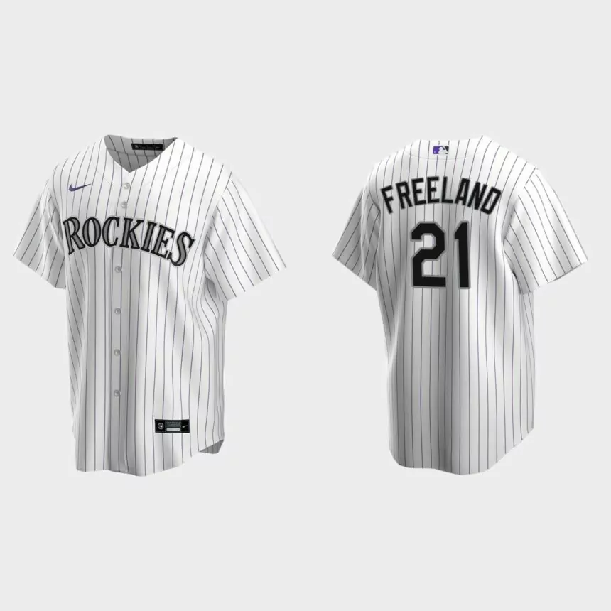 Youth Colorado Rockies #21 Kyle Freeland White Replica Home Jersey