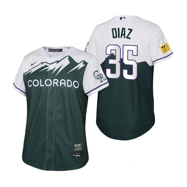 Youth Colorado Rockies #35 Elias Diaz Green Stitched 2022 City Connect Jersey