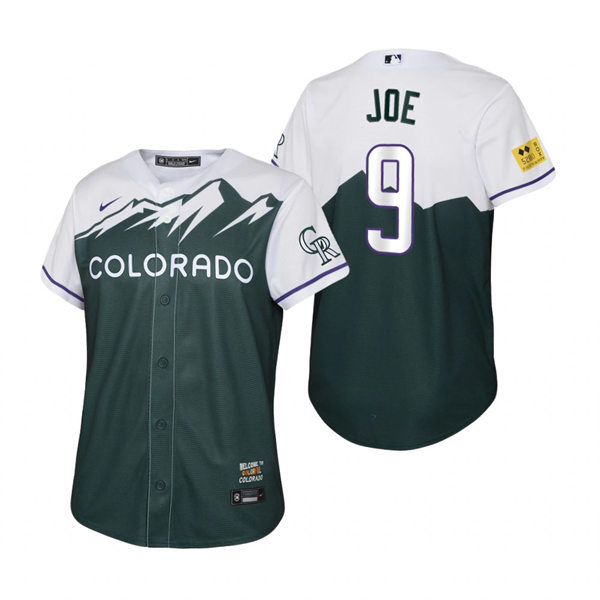 Youth Colorado Rockies #9 Connor Joe Green Stitched 2022 City Connect Jersey