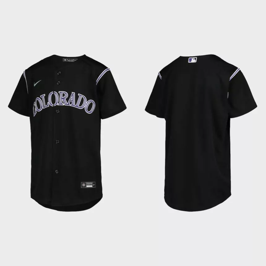 Youth Colorado Rockies Black Replica Jersey