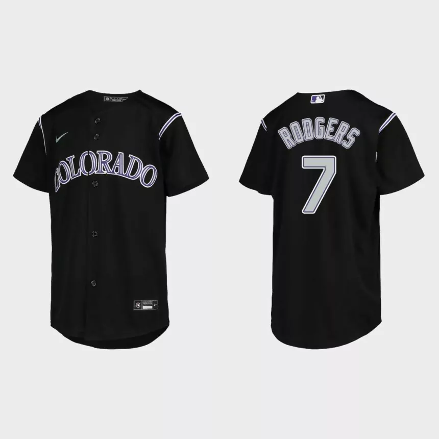 Youth Colorado Rockies Brendan Rodgers Black Replica Jersey