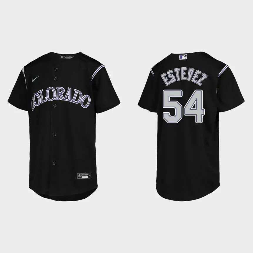 Youth Colorado Rockies Carlos Estevez Black Replica Jersey