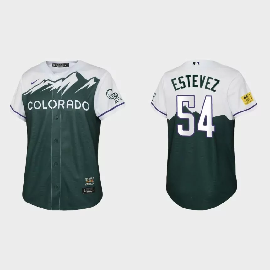 Youth Colorado Rockies Carlos Estevez Green 2022 City Connect Replica Jersey