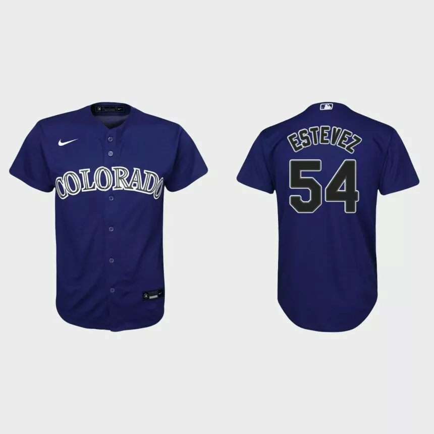 Youth Colorado Rockies Carlos Estevez Purple Replica Alternate Jersey