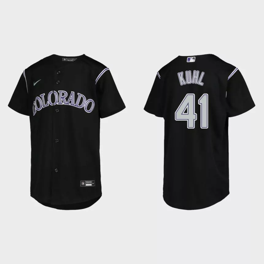 Youth Colorado Rockies Chad Kuhl Black Replica Jersey