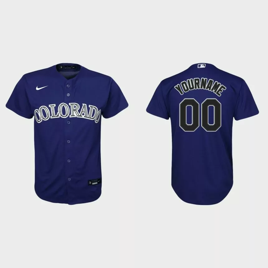 Youth Colorado Rockies Custom Purple Replica Alternate Jersey