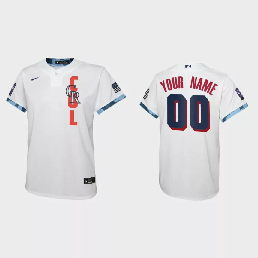 Youth Colorado Rockies Custom White 2021 MLB All-Star Game Jersey