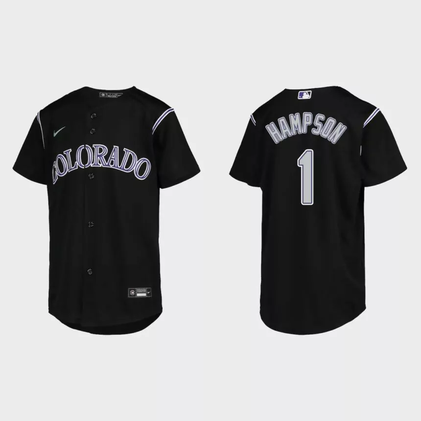 Youth Colorado Rockies Garrett Hampson Black Replica Jersey
