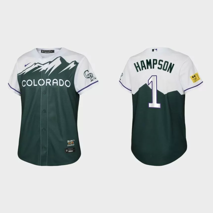 Youth Colorado Rockies Garrett Hampson Green 2022 City Connect Replica Jersey