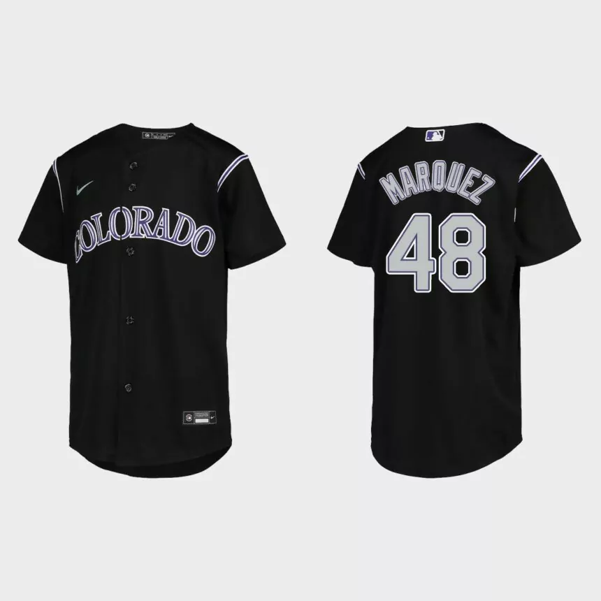 Youth Colorado Rockies German Marquez Black Replica Jersey