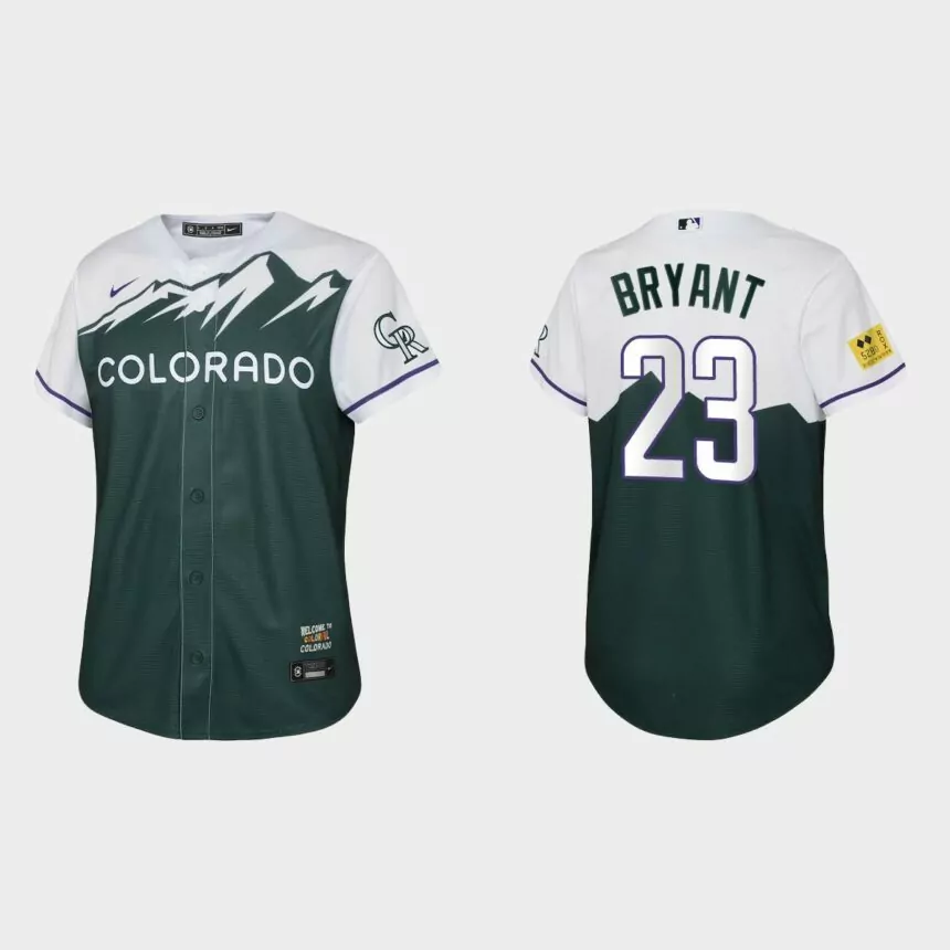 Youth Colorado Rockies Kris Bryant Green 2022 City Connect Replica Jersey